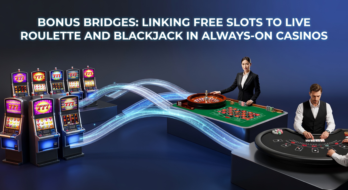 Schermafbeelding van een bonusbrug in een online casino, met slots die overgaan in live roulette tafels