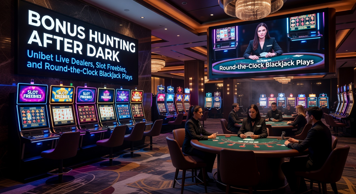 Unibet live dealer tafels verlicht in de nachtelijke uren met spelers die bonuses najagen