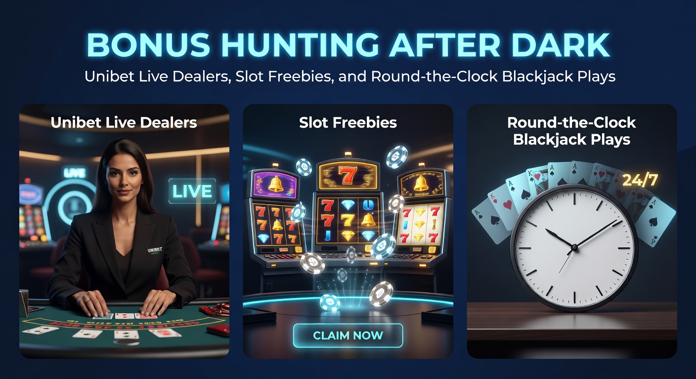 Schermafbeelding van Unibet slots met free spins activerend in de nacht, naast een blackjack tafel