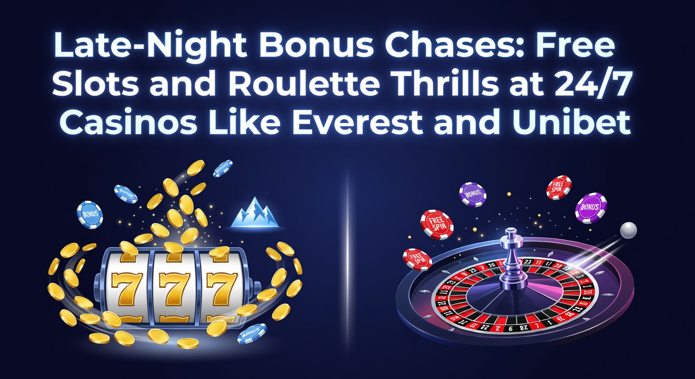 Speler geniet van late-night slots en roulette actie op een 24/7 casino platform, met neonlichten en draaiende wielen op het scherm