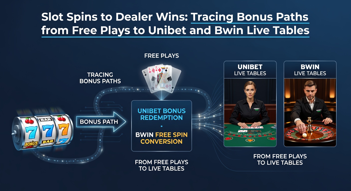 Grafiek die bonuswagering toont van slots naar live blackjack bij Bwin, met pijlen die de progressie illustreren