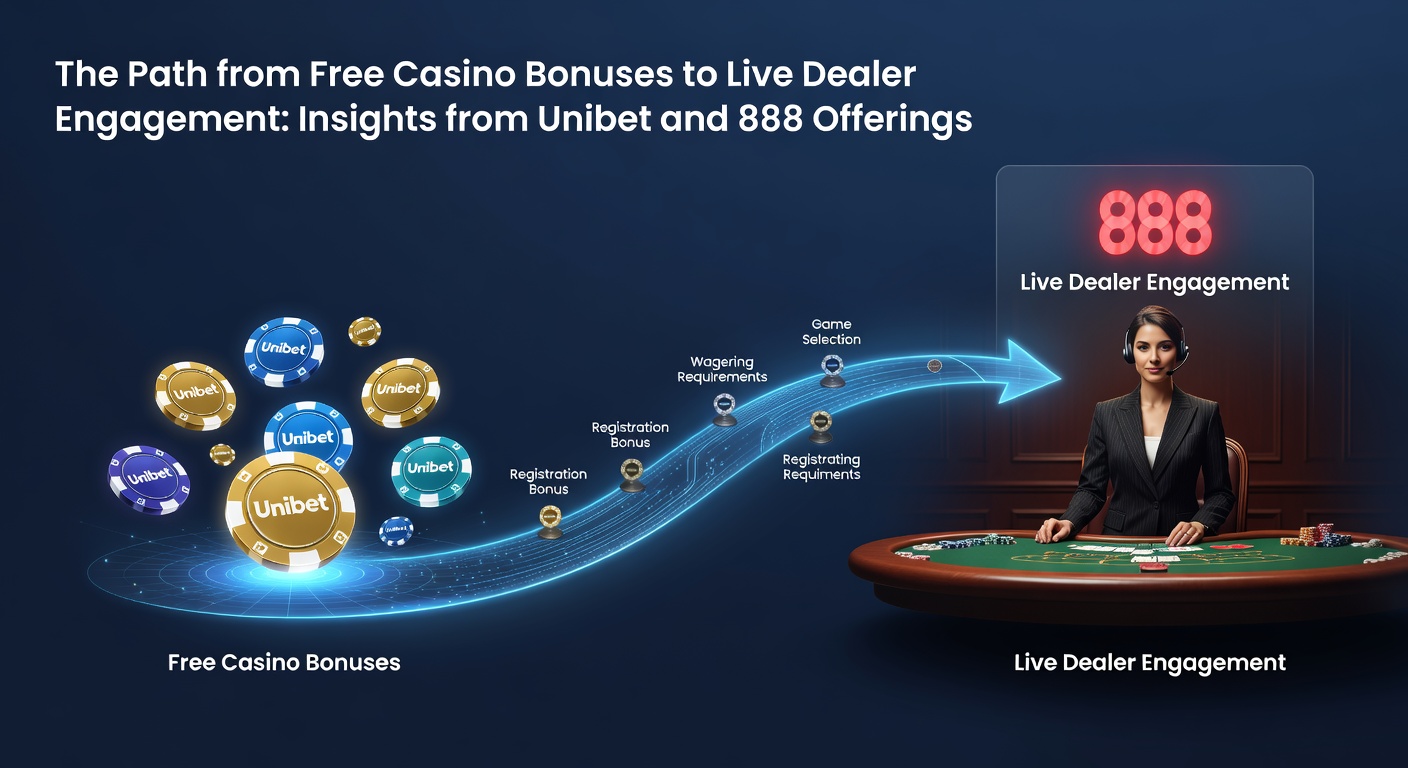 Illustratie van de overgang van gratis bonussen naar live dealer spellen bij online casino's zoals Unibet en 888